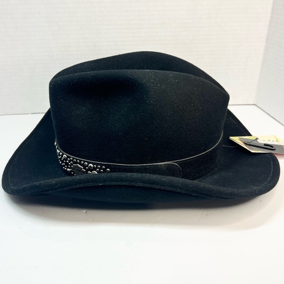 Harley Davidson Black Wool Brim Women’s Cowboy Hat Size Medium Cowgirl - Picture 3 of 11